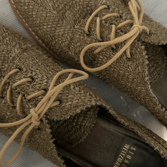 Vintage Stuart Weitzman Raffia Flats Oxfords Size 8 - Picture 2 of 5